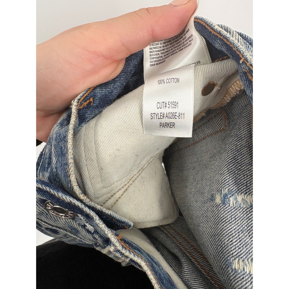 AGOLDE Parker High Rise Denim Shorts Distressed Frayed Blue Jeans Size 25 - Picture 7 of 7